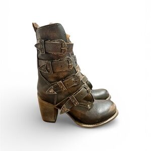 NEW Freebird Belladonna Black Distressed Leather Boots Box Dustbags NWT Size 7